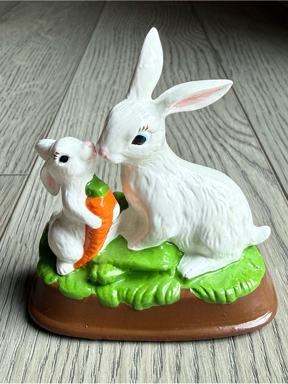 Vintage Hand-Painted Ceramic Easter Bunny Figurine 3.75”